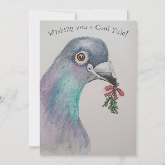 おもしろい水色バードクリスマス シーズンカード (正面)