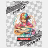 おもしろい水色レーシングスポーツカーブランケットギフト フリースブランケット (正面)