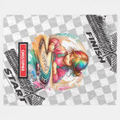 おもしろい水色レーシングスポーツカーブランケットギフト フリースブランケット (正面(横))