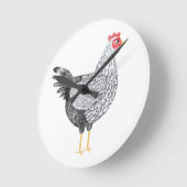 おもしろい水色ワインドットチキン ラウンド壁時計 (傾斜)