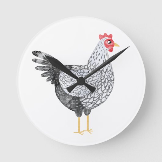 おもしろい水色ワインドットチキン ラウンド壁時計 (正面)