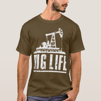 おもしろい油リグアートメンズパパ油フィールドラフネックリグ Tシャツ