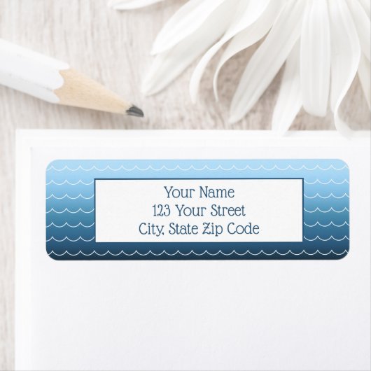 おもしろい波型の淡色から濃い青のグラデーション ラベル (インサイチュ)