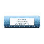 おもしろい波型の淡色から濃い青のグラデーション ラベル (正面)