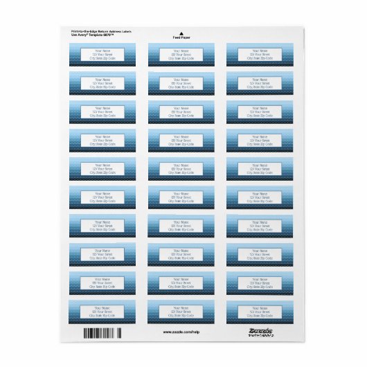 おもしろい波型の淡色から濃い青のグラデーション ラベル (フルシート)