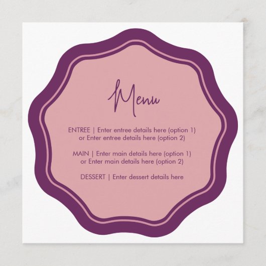 おもしろい波状メニュー紫とピンク メニュー (正面)