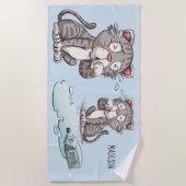 おもしろい泣き叫びネコ名前をカスタムする&カラービーチタオル ビーチタオル (正面)