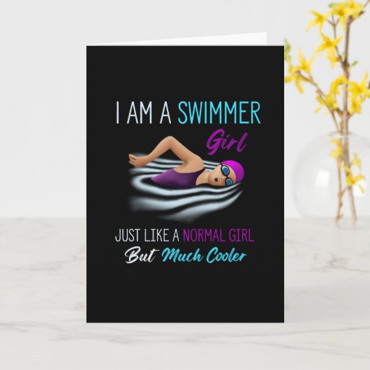 おもしろい泳ぐ人の女の子の定義、愛する女の子 カード (黄色い花)