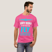 おもしろい泳ぐ人はなぜ飛走びる時に泳ぐ Tシャツ (正面フル)