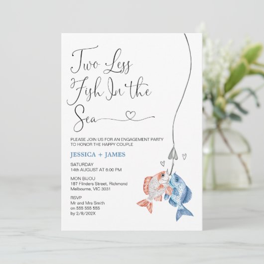 おもしろい海の中の青い2つの少ない魚の婚約 招待状 (スタンド正面)