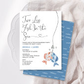 おもしろい海の中の青い2つの少ない魚の婚約 招待状