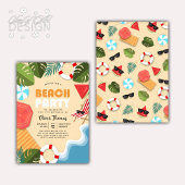 おもしろい海サンディリーフビーチパーティーサマー誕生日 招待状