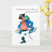 おもしろい海賊とオウムがテストに合格 カード (黄色い花)