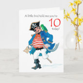 おもしろい海賊とパロット10誕生日 カード (黄色い花)