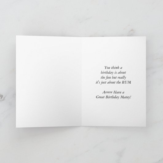 おもしろい海賊の船誕生日About the Rum引用文 カード (内部)