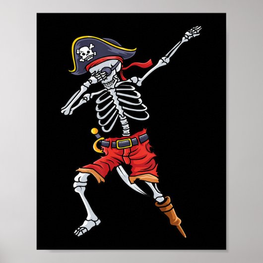 おもしろい海賊スケルトンを持つ男の子のためのハロウィーン ポスター (正面)