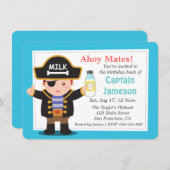 おもしろい海賊船長ボーイテーマ誕生会 招待状 (正面/裏面)