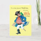 おもしろい海賊8誕生日イエロ甥のカード カード (正面)