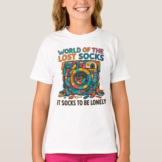 おもしろい消えて恋しく思靴下の世界だ忘れが Tシャツ (正面)