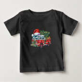 おもしろい消防車サンタハットクリスマスツリー灯 ベビーTシャツ (正面)