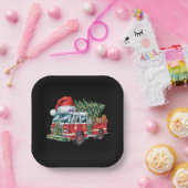 おもしろい消防車サンタハットクリスマスツリー灯 ペーパープレート (パーティー)