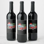 おもしろい消防車サンタハットクリスマスツリー灯 ワインラベル (ボトル)