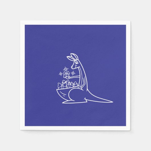 おもしろい深いブルーカンガルーグラフィックバースデーパーティー スタンダードカクテルナプキン (正面)