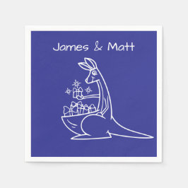 おもしろい深いブルーカンガルーバースデーパーティー スタンダードカクテルナプキン