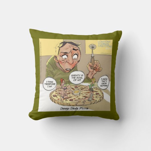 おもしろい深い皿ピザ哲学装飾用クッション クッション (正面)