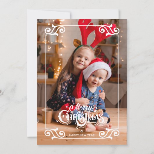 おもしろい渦巻形のス縁ど・メリー・クリスマス写真 シーズンカード (正面)