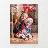 おもしろい渦巻形のス縁ど・メリー・クリスマス写真 三つ折りカード (カバー)