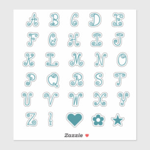 おもしろい渦巻形のティール(緑がかった色)フォントイニシャルモノグラム シール