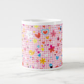 おもしろい漫画のピンク ジャンボコーヒーマグカップ (正面)