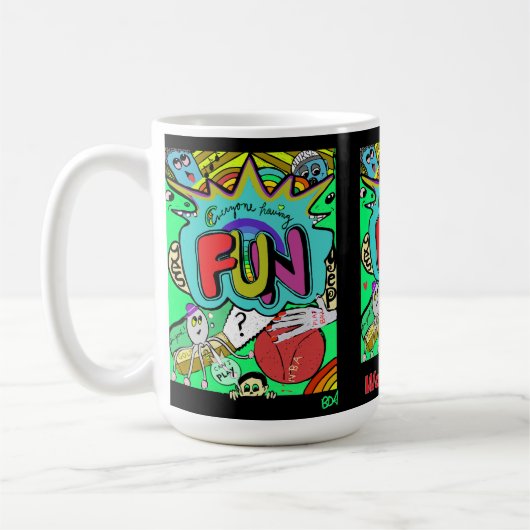 おもしろい漫画の一体性のイラストレーション コーヒーマグカップ (左)
