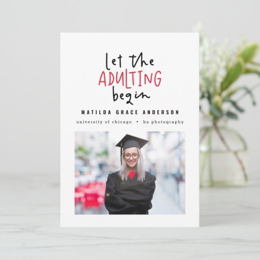 おもしろい漫画の成人卒業写真の発表 案内状 (スタンド正面)