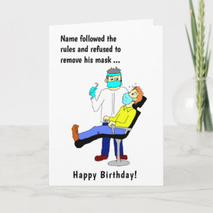 おもしろい漫画の歯医者 フェイスマスク 男性 誕生日 カード