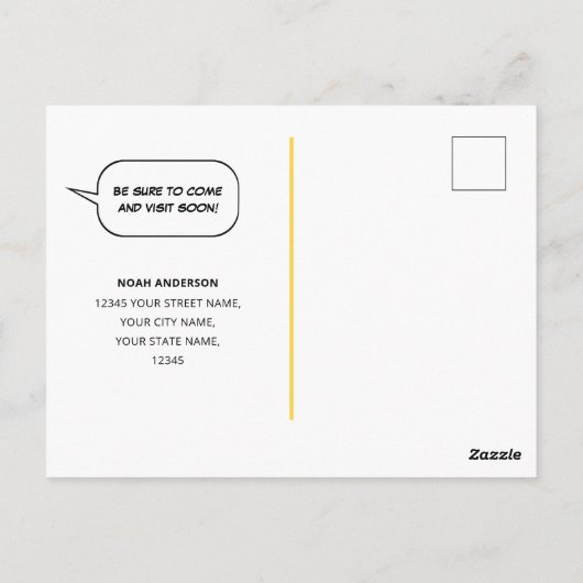 おもしろい漫画スタイルムービングハウスカスタムフォトグリーン ポストカード (裏面)