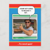 おもしろい漫画スタイルムービングハウスカスタムフォトブルー ポストカード (正面)