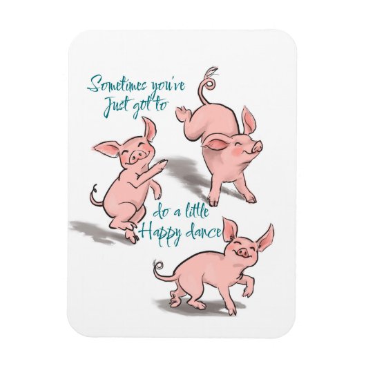 おもしろい漫画スタイル子豚ハッピーダンスマグネット マグネット (縦)
