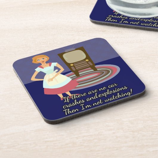 おもしろい漫画スタイル映画愛する主婦 コースター (左側)