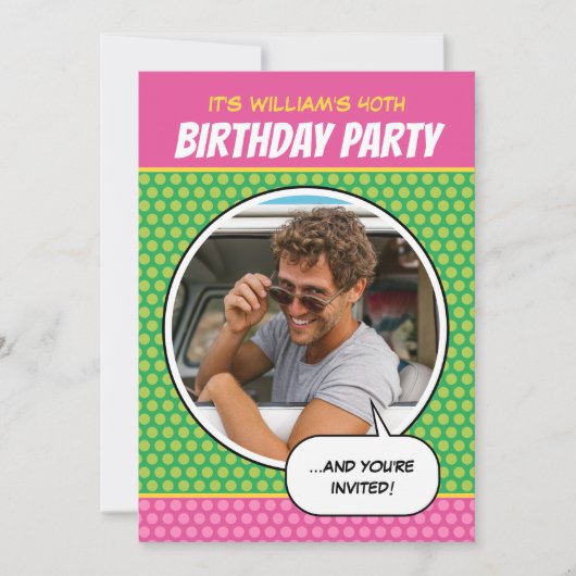 おもしろい漫画スタイルAny Age Birthday Party BBQ 招待状 (正面)