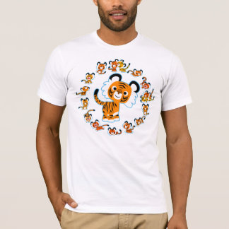 おもしろい漫画タイガースマンダラ(青い輪郭)Tシャツ Tシャツ
