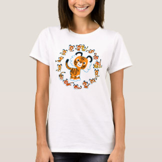 おもしろい漫画タイガースマンダラ(青)女性Tシャツ Tシャツ