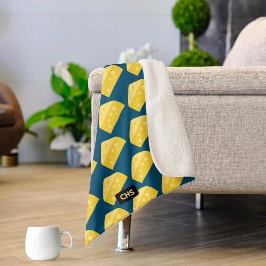 おもしろい漫画チーズウェッジ – イニシャル/ニックネームの追加 シェルパブランケット