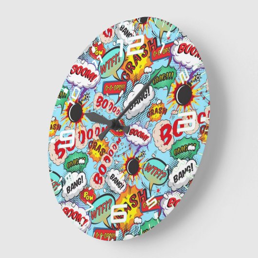 おもしろい漫画パターン ラージ壁時計 (傾斜)