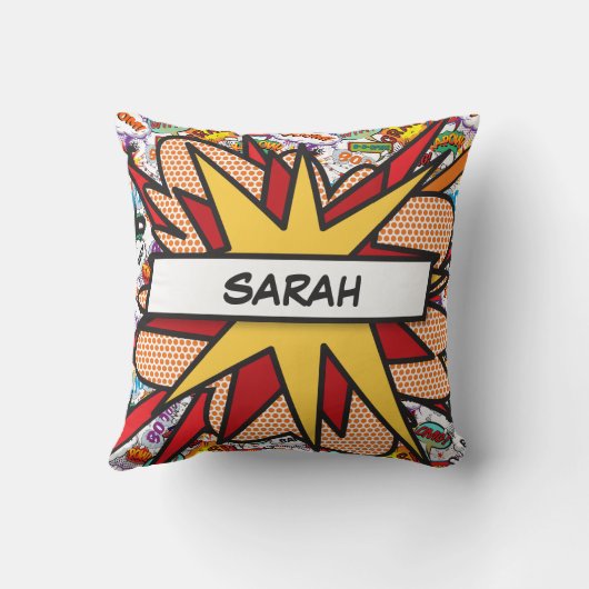 おもしろい漫画パーソナライズされたブック名カラフル クッション (裏面)