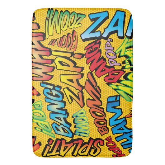 おもしろい漫画ブックモダンカラフルタイポグラフィ バスマット (正面縦)