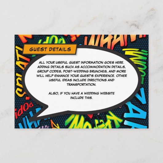 おもしろい漫画ブック結婚ズアコモデーション詳細 エンクロージャーカード (正面)