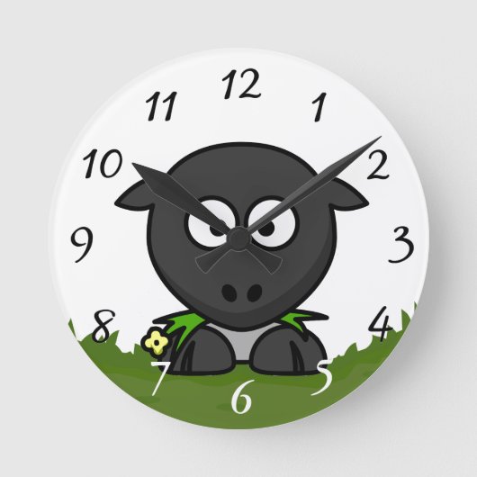 おもしろい漫画ラウンドヒツジ ラウンド壁時計 (正面)