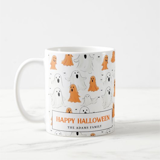 おもしろい漫画幽霊パーソナライズされたハロウィーン コーヒーマグカップ (左)